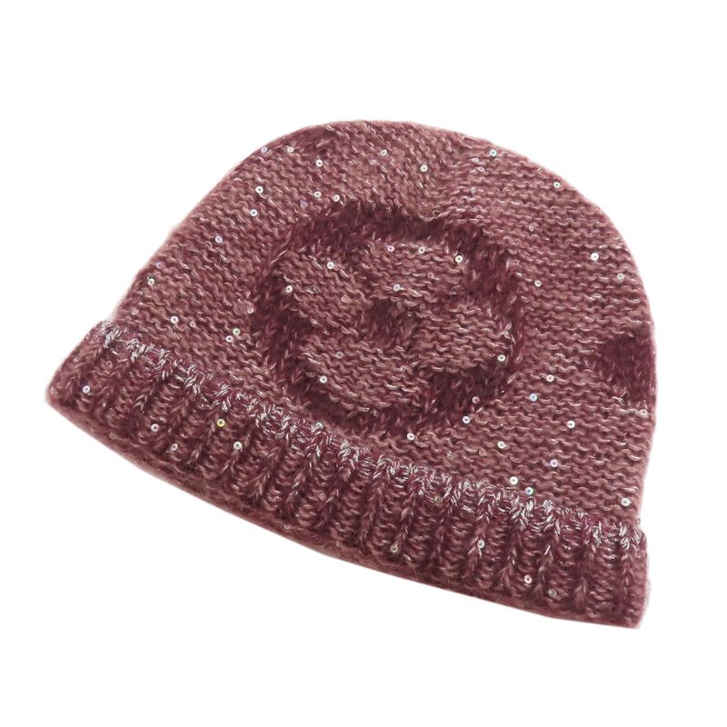 Louis Vuitton Monogram Sequin Beanie Hat Mohair Nylon Wool Boldpurple
