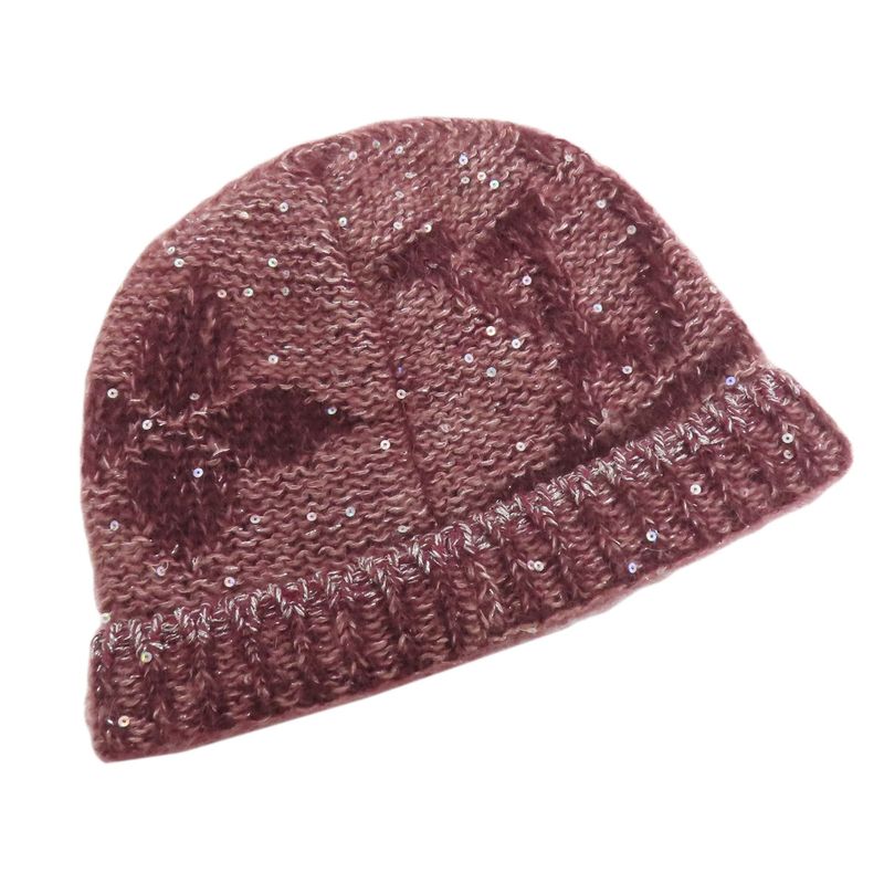 Louis Vuitton Monogram Sequin Beanie Hat Mohair Nylon Wool Boldpurple