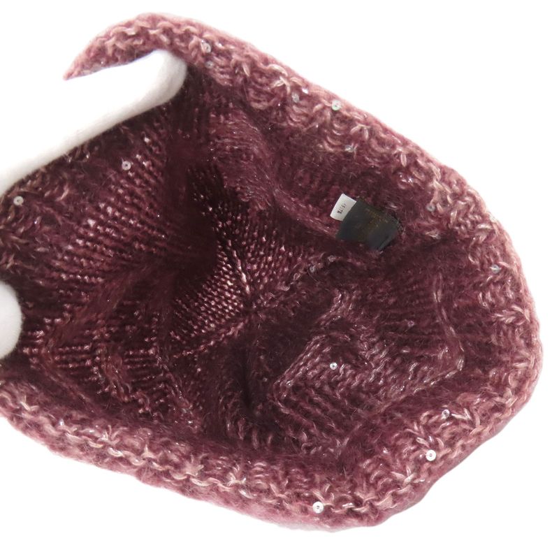 Louis Vuitton Monogram Sequin Beanie Hat Mohair Nylon Wool Boldpurple