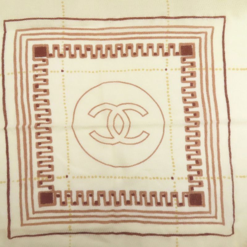 Chanel CC Logo Shawl Wool Yellow Beige