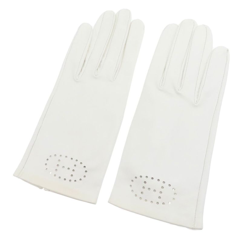 Hermes Logo Leather Gloves