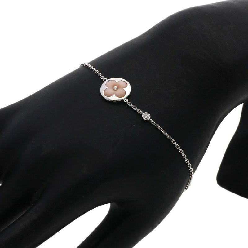 Louis Vuitton Sanna Cles Pink Pearl Diamond Bracelet 18K White Gold