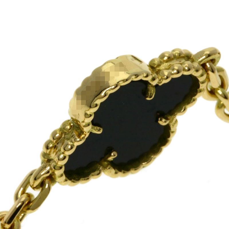 Van Cleef & Arpels Vintage Alhambra Onyx Necklace 18K Yellow Gold