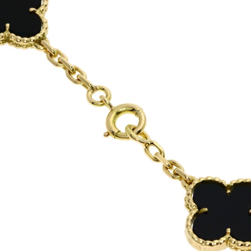 Van Cleef & Arpels Vintage Alhambra Onyx Necklace 18K Yellow Gold