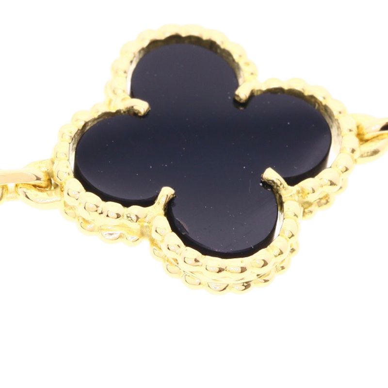 Van Cleef & Arpels Vintage Alhambra Onyx Necklace 18K Yellow Gold
