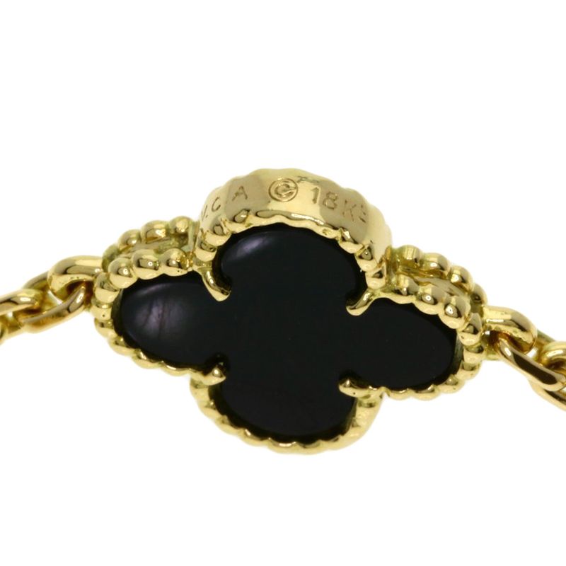 Van Cleef & Arpels Vintage Alhambra Onyx Necklace 18K Yellow Gold