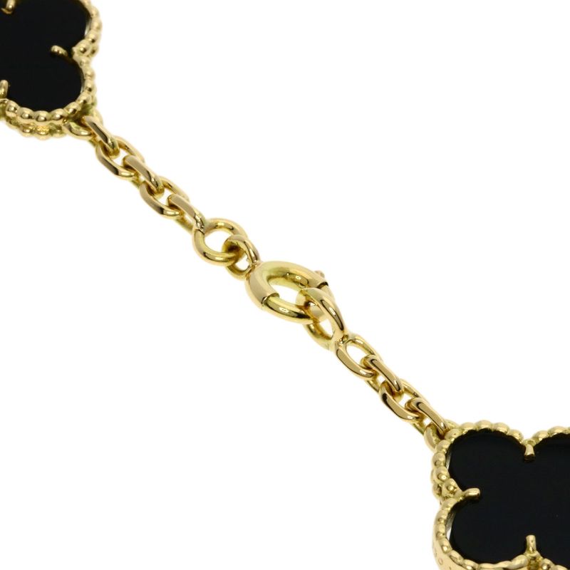 Van Cleef & Arpels Vintage Alhambra Onyx Necklace 18K Yellow Gold