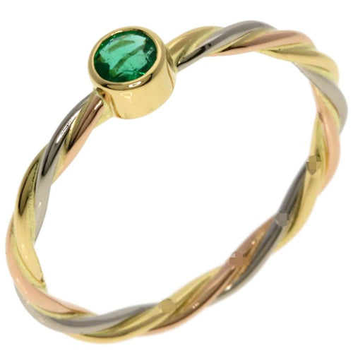Cartier Twist Emerald 51 Ring 18K Yellow Gold 18K White Pink