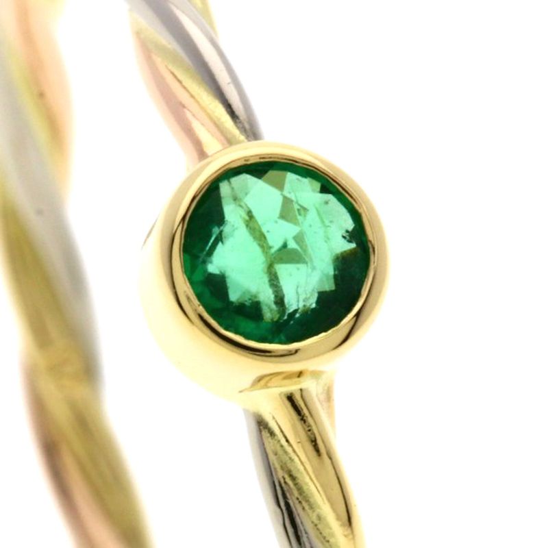 Cartier Twist Emerald 51 Ring 18K Yellow Gold 18K White Pink