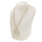 Hermes Medaille Necklace Metal Gold White