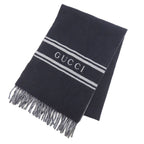 Gucci Logo Scarf Cashmere Navy Gray