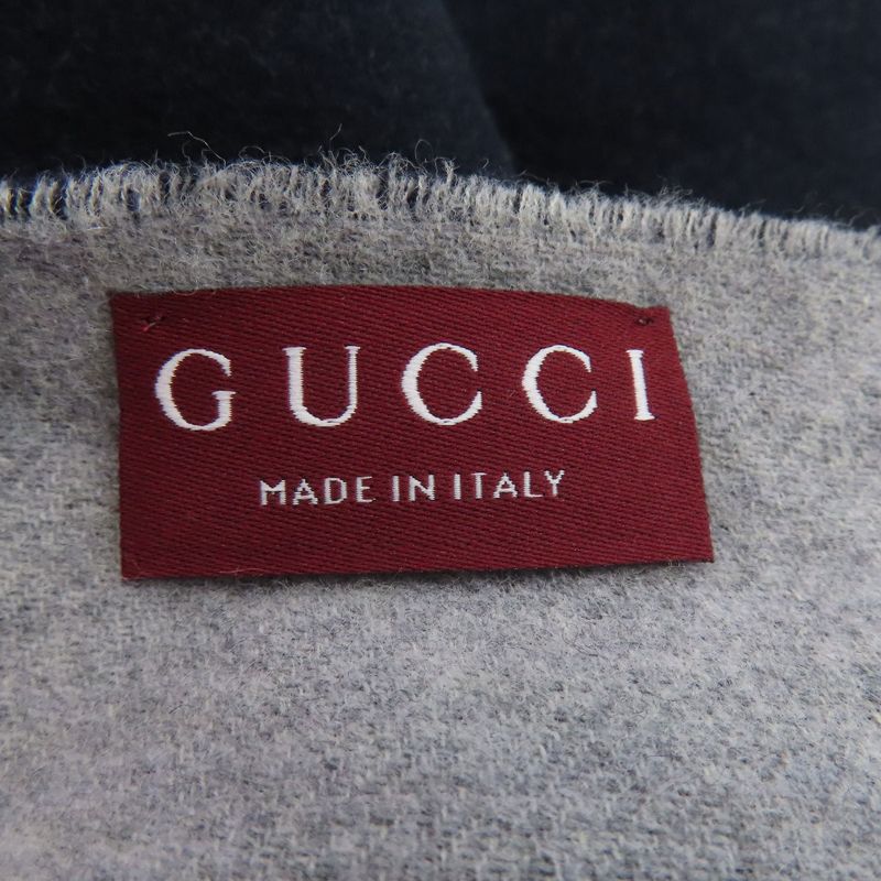 Gucci Logo Scarf Cashmere Navy Gray