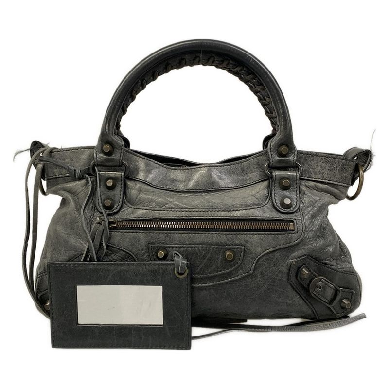 Balenciaga Handbag the First Dark Gray Leather