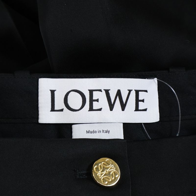 Loewe Anagram Button Acetate Trousers Long Pants Black