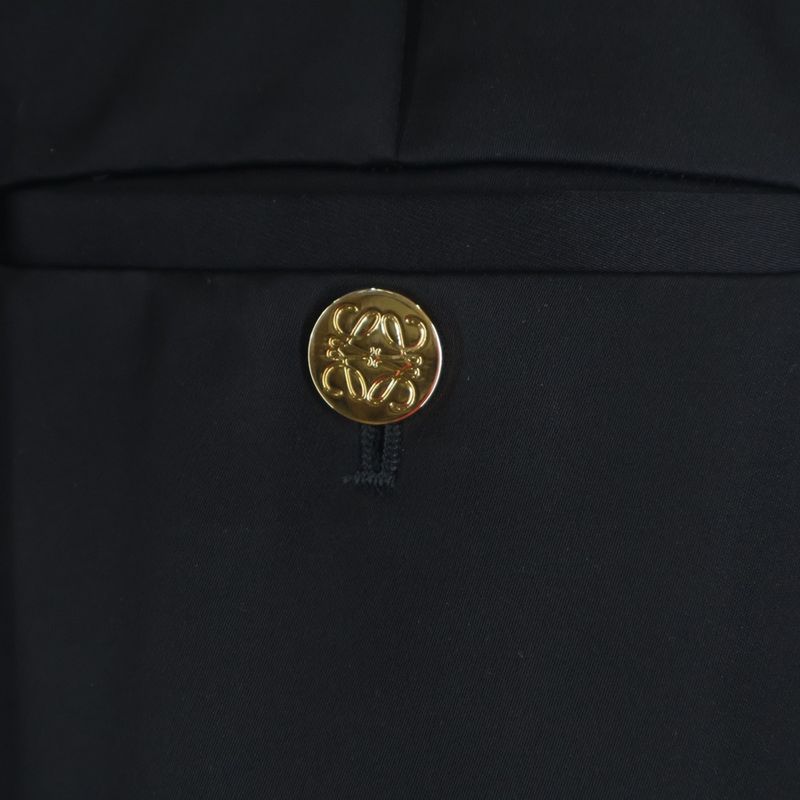 Loewe Anagram Button Acetate Trousers Long Pants Black