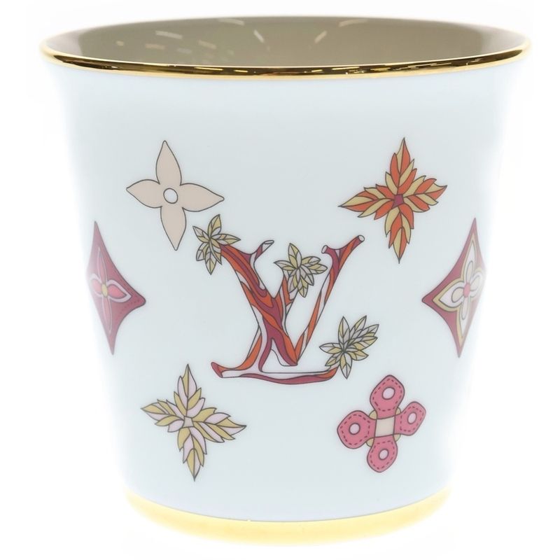 Louis Vuitton Monogram Flower Porcelain Mug Tableware White Hat