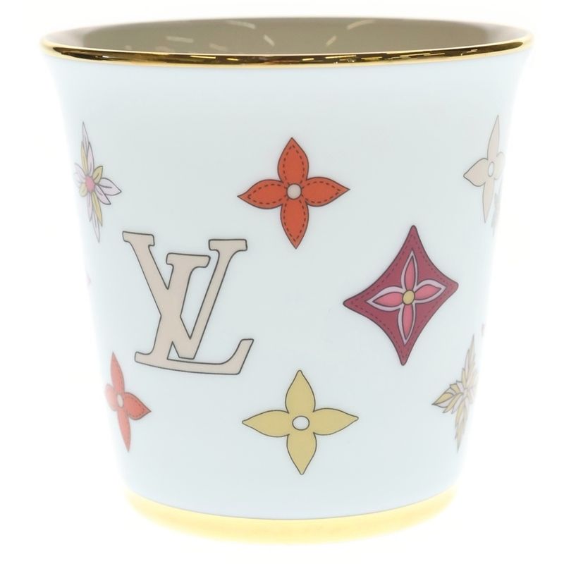 Louis Vuitton Monogram Flower Porcelain Mug Tableware White Hat