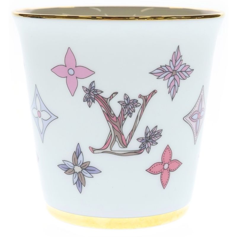Louis Vuitton Monogram Flower Porcelain Mug Tableware White Hat
