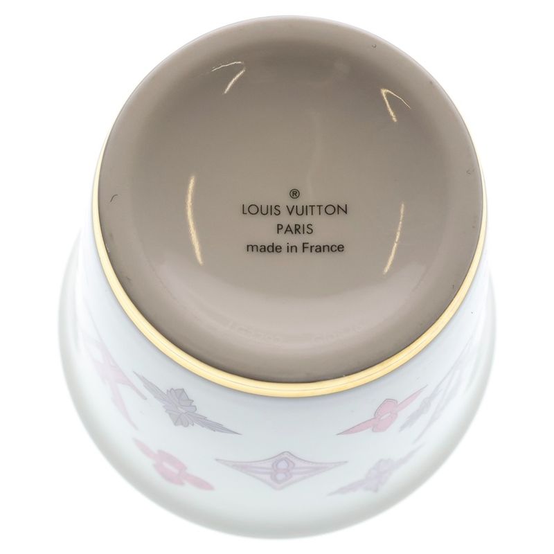 Louis Vuitton Monogram Flower Porcelain Mug Tableware White Hat