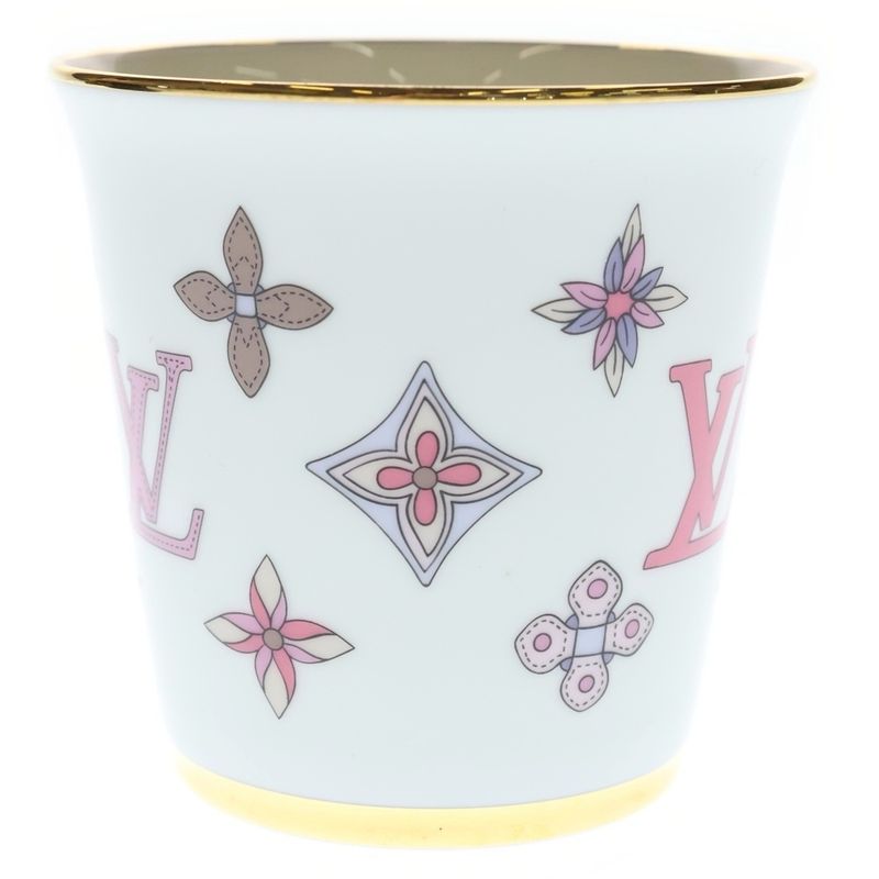 Louis Vuitton Monogram Flower Porcelain Mug Tableware White Hat