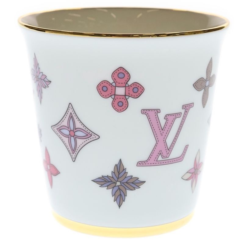 Louis Vuitton Monogram Flower Porcelain Mug Tableware White Hat