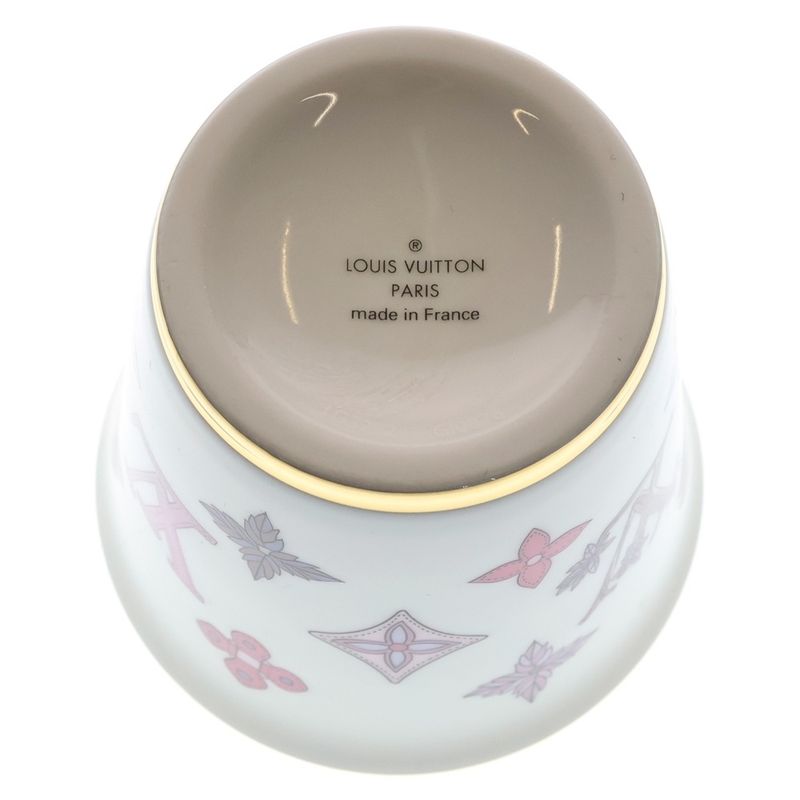 Louis Vuitton Monogram Flower Porcelain Mug Tableware White Hat