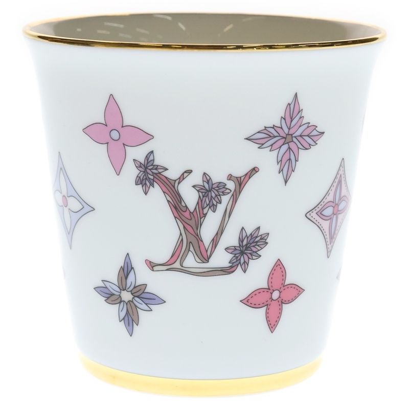 Louis Vuitton Monogram Flower Porcelain Mug Tableware White Hat