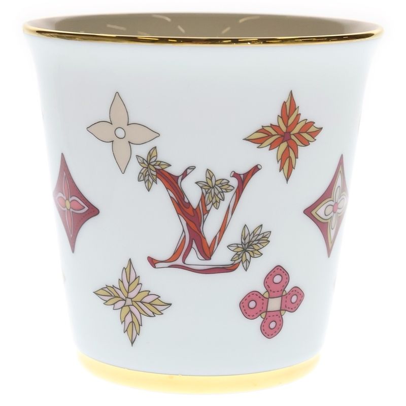 Louis Vuitton Monogram Flower Porcelain Mug Tableware White Hat