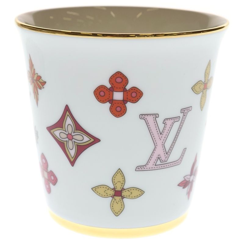 Louis Vuitton Monogram Flower Porcelain Mug Tableware White Hat