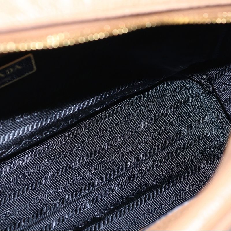 Prada Vitello Phoenix 2-Way Shoulder Bag Brown Leather Gold