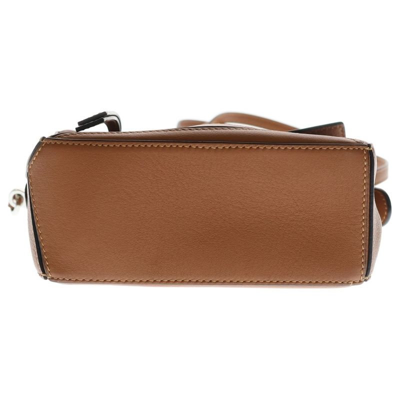 Loewe Puzzle Back Mini Shoulder Bag Brown Leather Silver