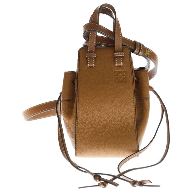 Loewe Hammock Drawstring Mini Brown Leather Shoulder Bag