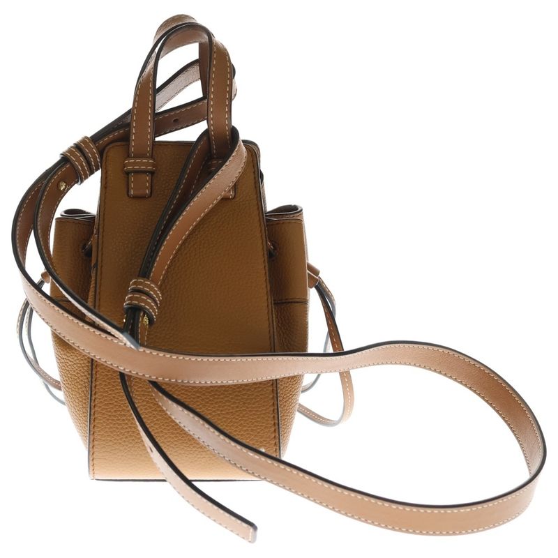 Loewe Hammock Drawstring Mini Brown Leather Shoulder Bag