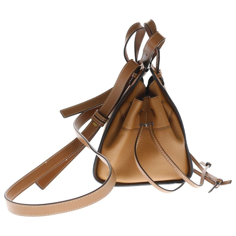 Loewe Hammock Drawstring Mini Brown Leather Shoulder Bag