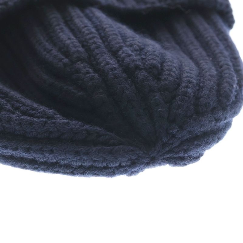 Prada Triangle Logo Beanie Knit Cap Navy