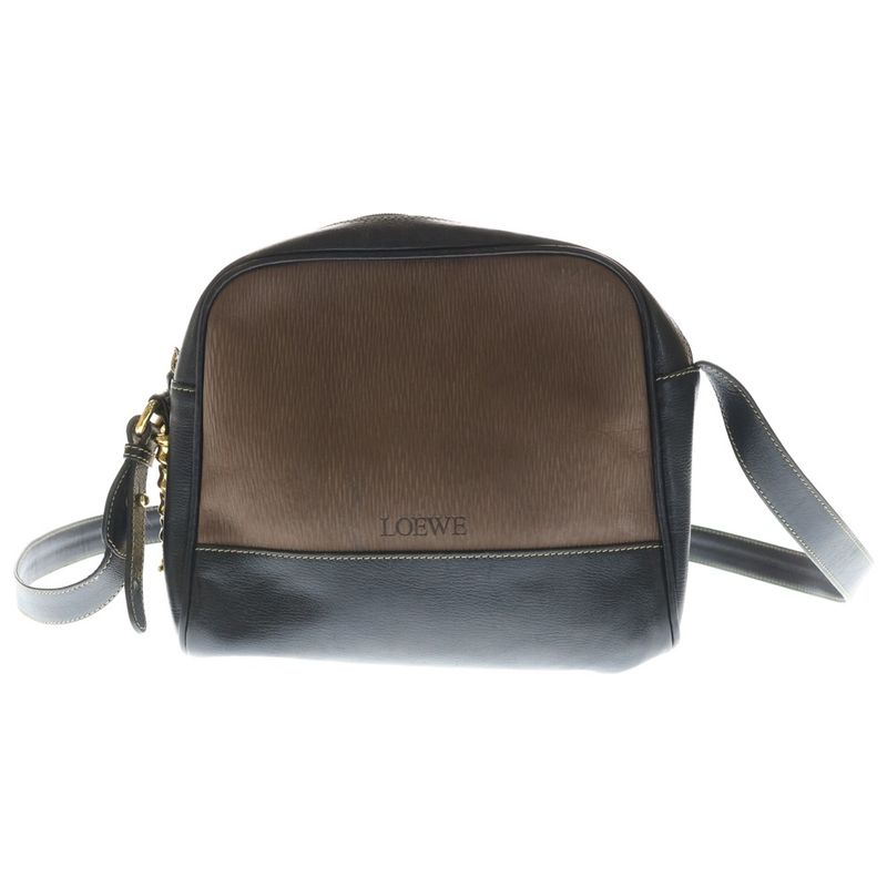Loewe Velazquez Shoulder Bag Brown Black Leather Gold