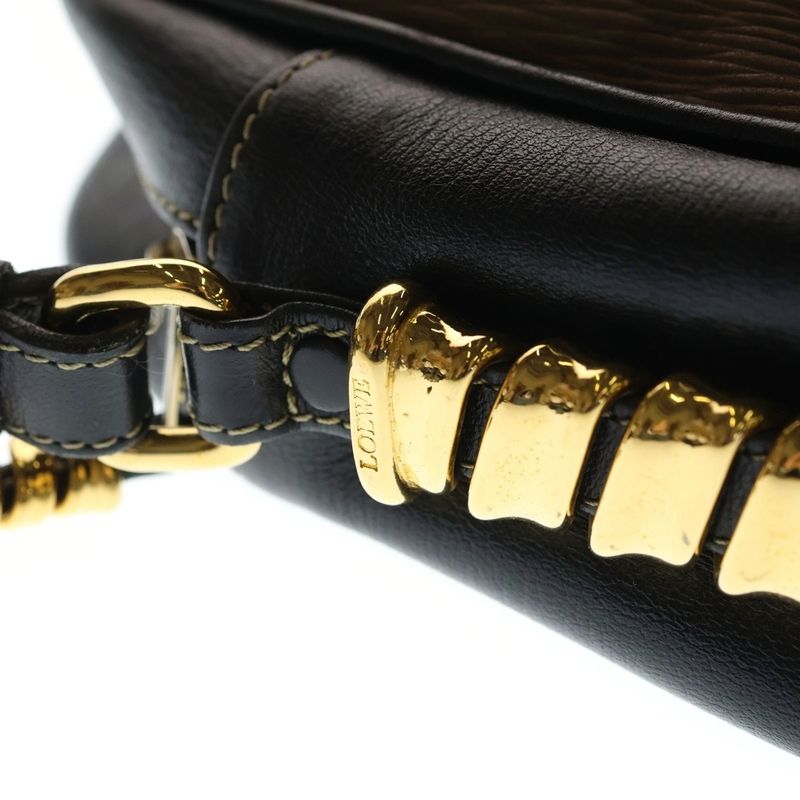 Loewe Velazquez Shoulder Bag Brown Black Leather Gold