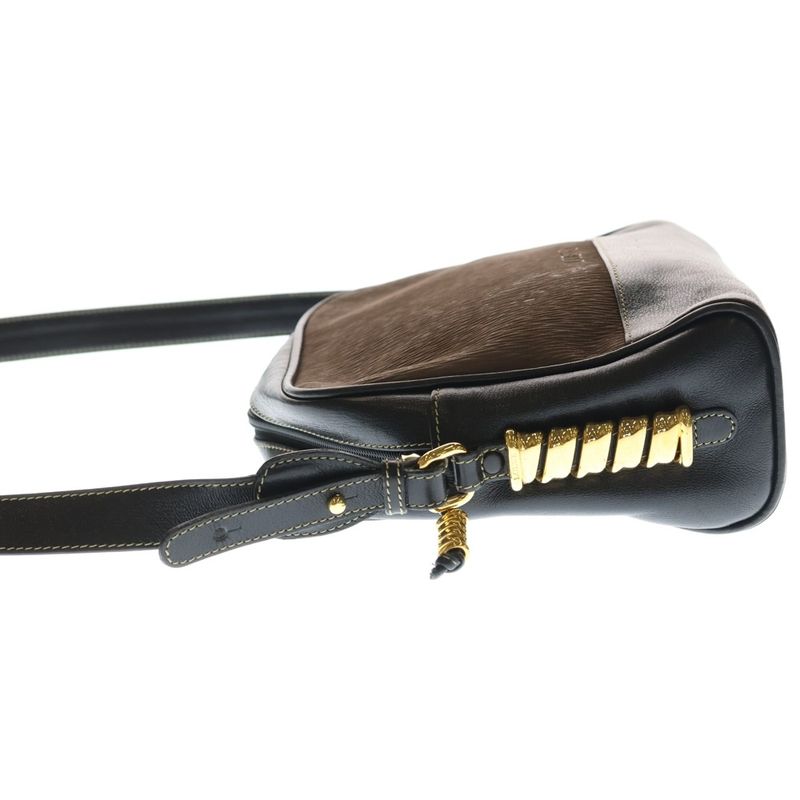 Loewe Velazquez Shoulder Bag Brown Black Leather Gold