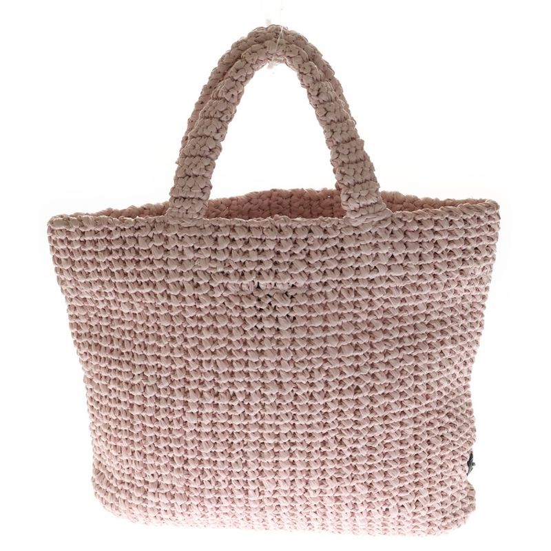 Prada Crochet Tote Basket Light Pink Raffia