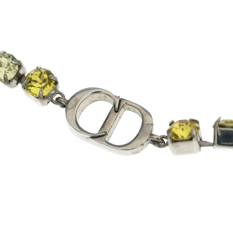 Dior Colored Stone Necklace Rainbow Rhinestone Silver