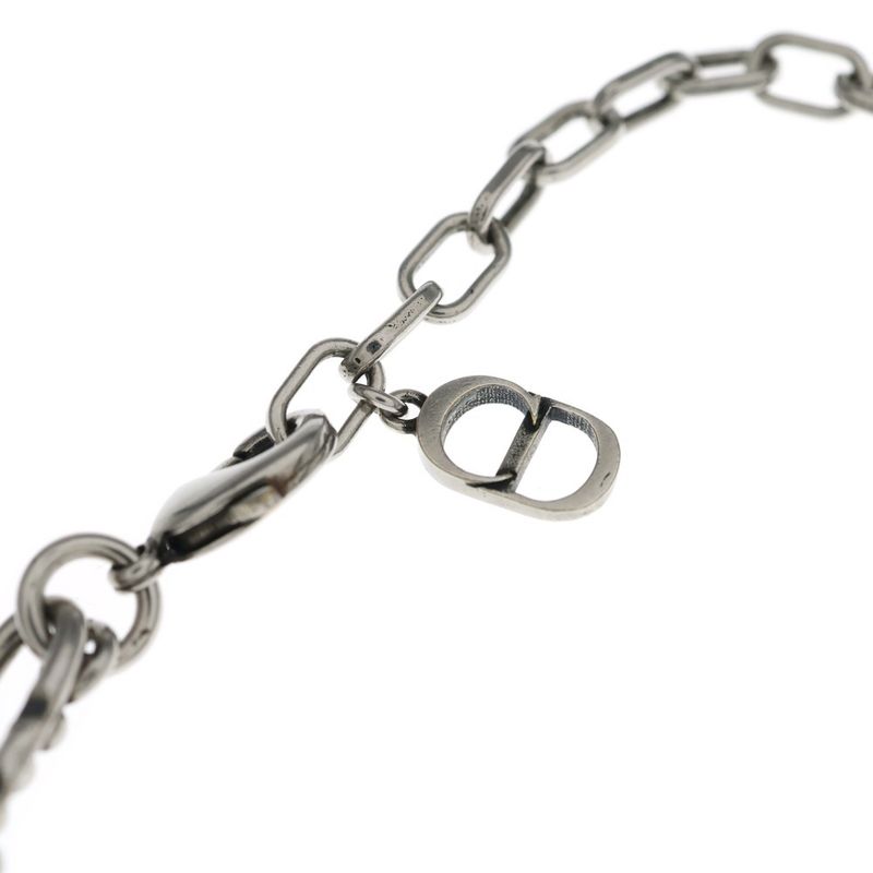 Dior Bracelet Buckle Chain Link Monogram CD Silver