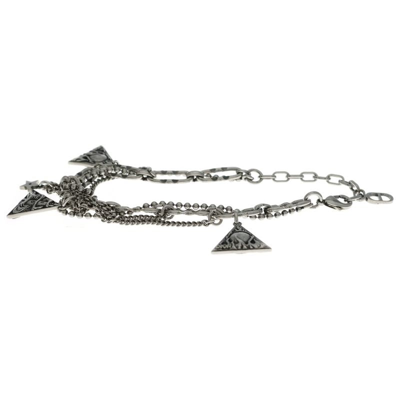 Dior Bracelet Buckle Chain Link Monogram CD Silver