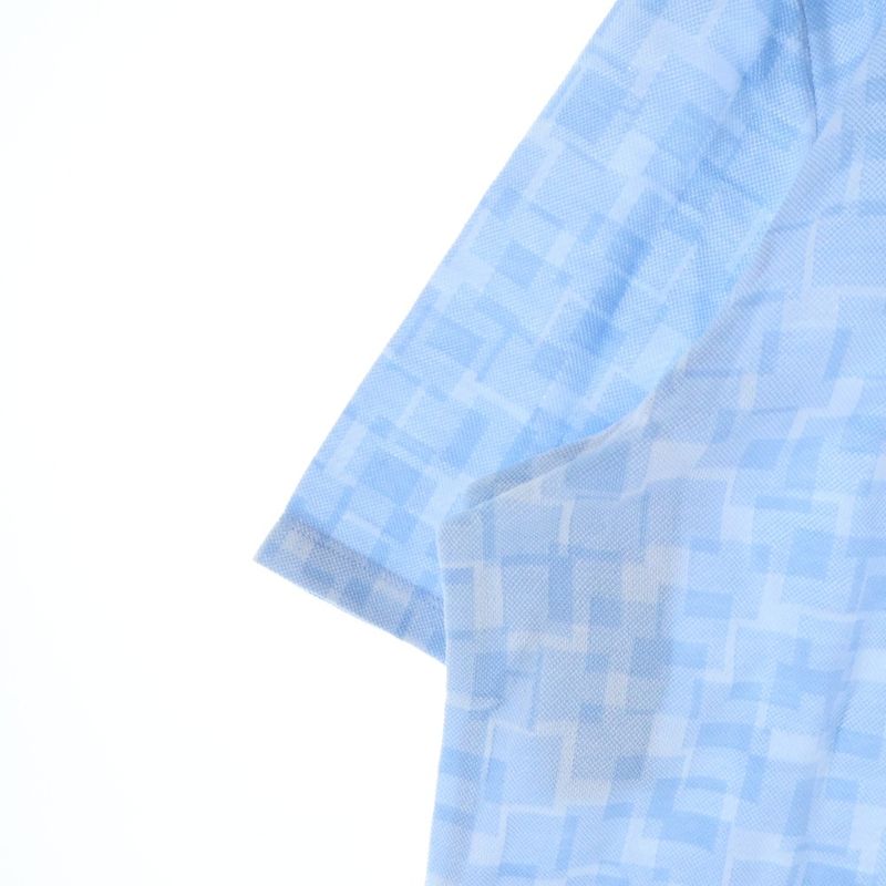 Hermes Allover Print Crew Neck Short Sleeve T-Shirt Light Blue