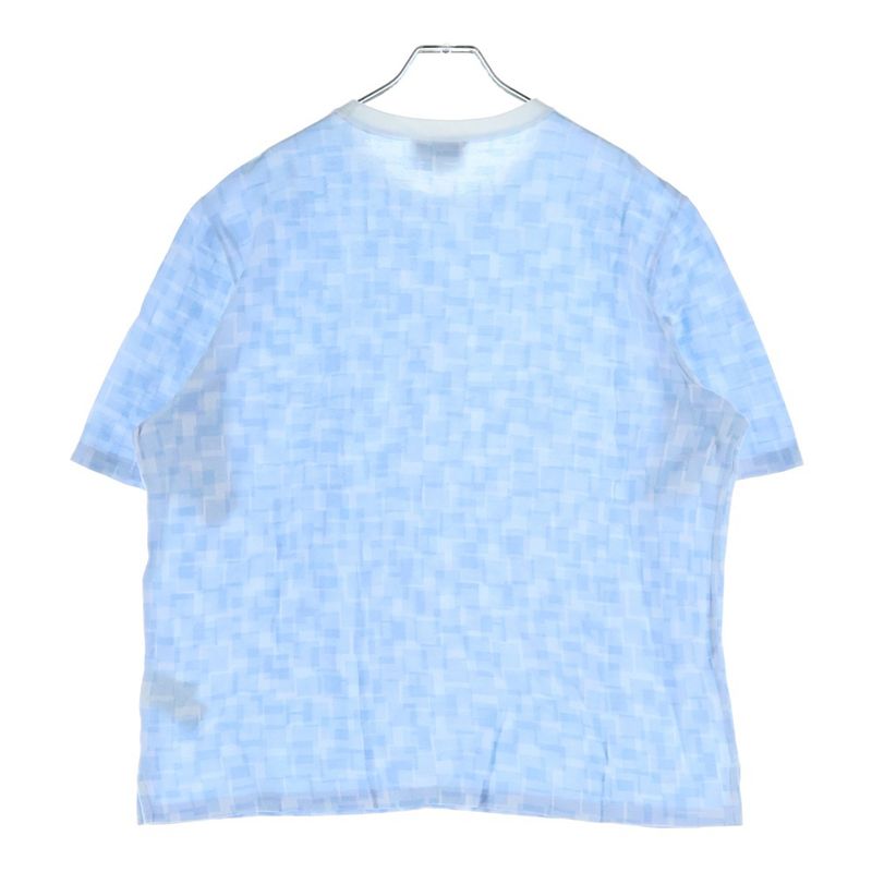 Hermes Allover Print Crew Neck Short Sleeve T-Shirt Light Blue
