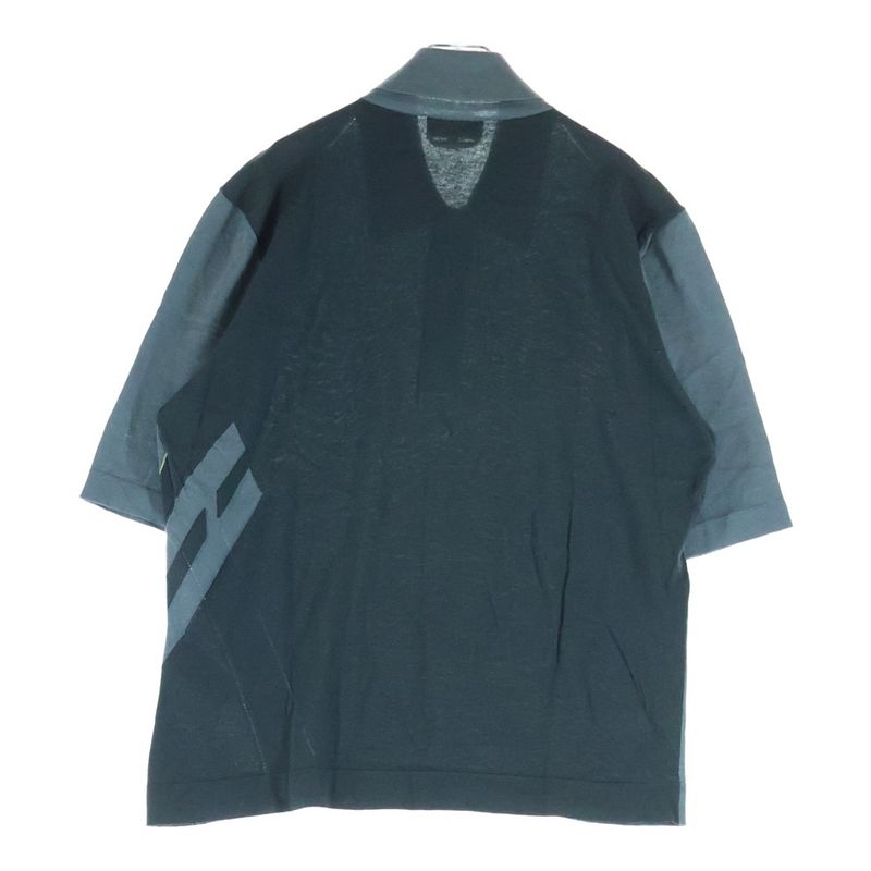 Hermes Mesh Cut Replacement Cashmere Blend Cotton Knit Polo Shirt Gray