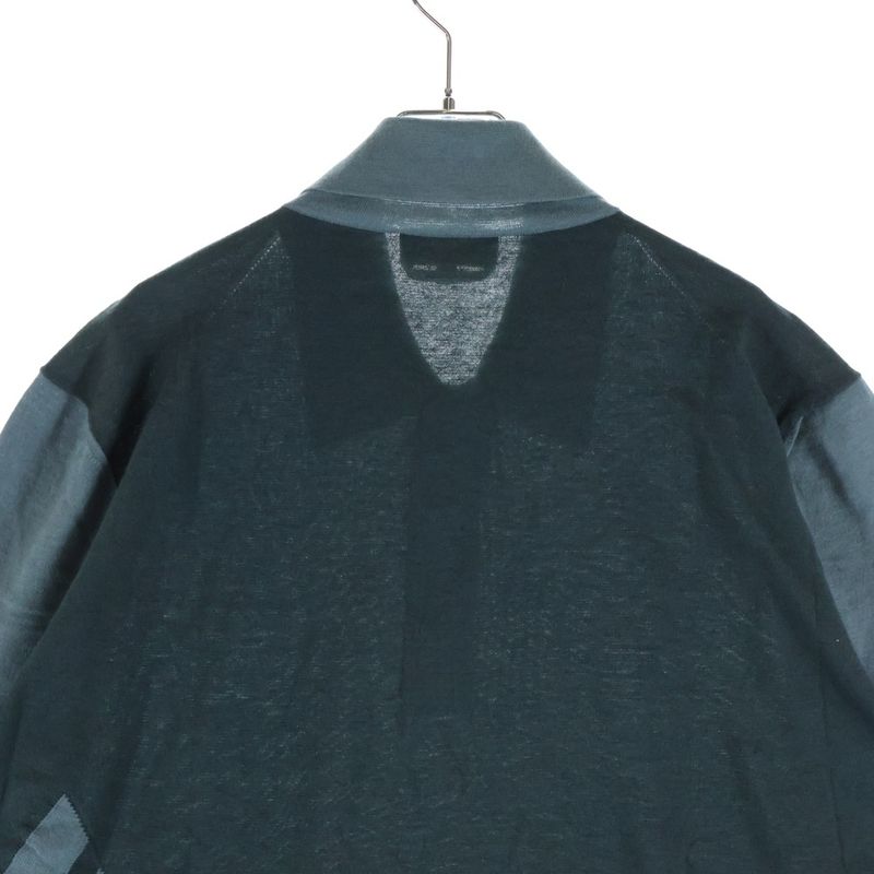 Hermes Mesh Cut Replacement Cashmere Blend Cotton Knit Polo Shirt Gray