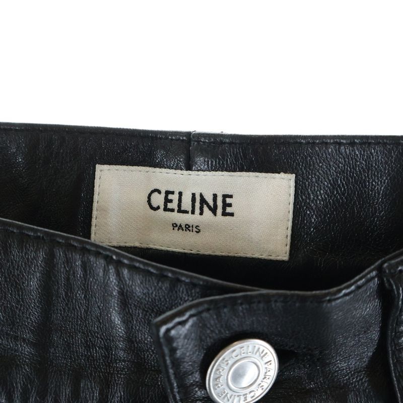 Celine Lamb Leather Pants Black