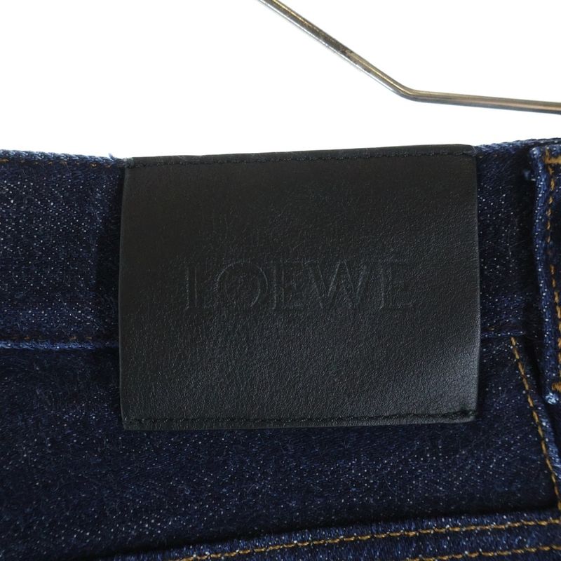 Loewe Anagram Barrel Jeans Zip Fly Denim Pants Indigo