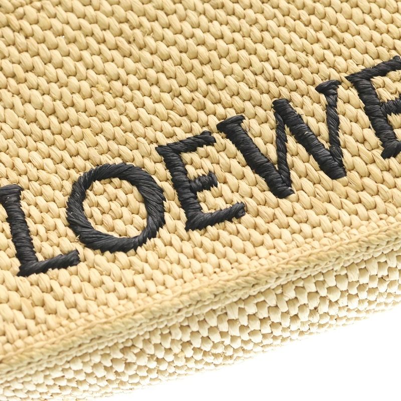 Loewe Font Tote Mini Raffia 2-Way Shoulder Bag Basket Beige