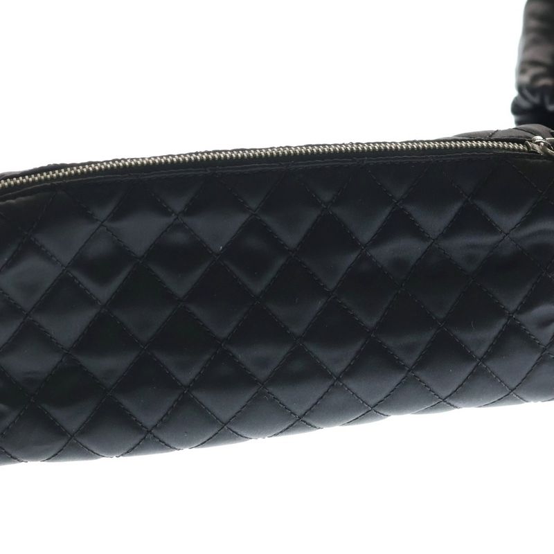 Chanel Coco Cabas Chain Tote Black Leather Silver